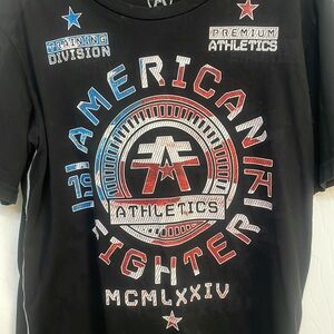 American Fighter Black and Red Graphic Tee